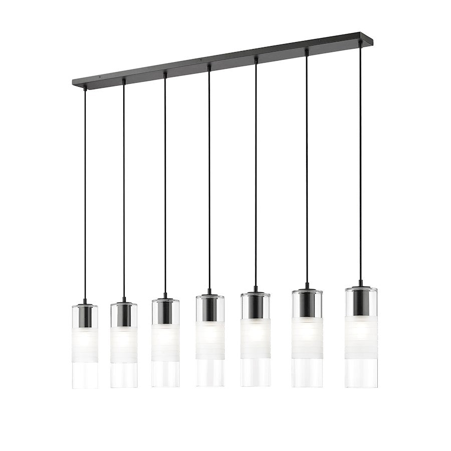 Z-Lite Alton 7 Light Linear Chandelier, Matte Black/Clear/Frosted - 824P-7L-MB