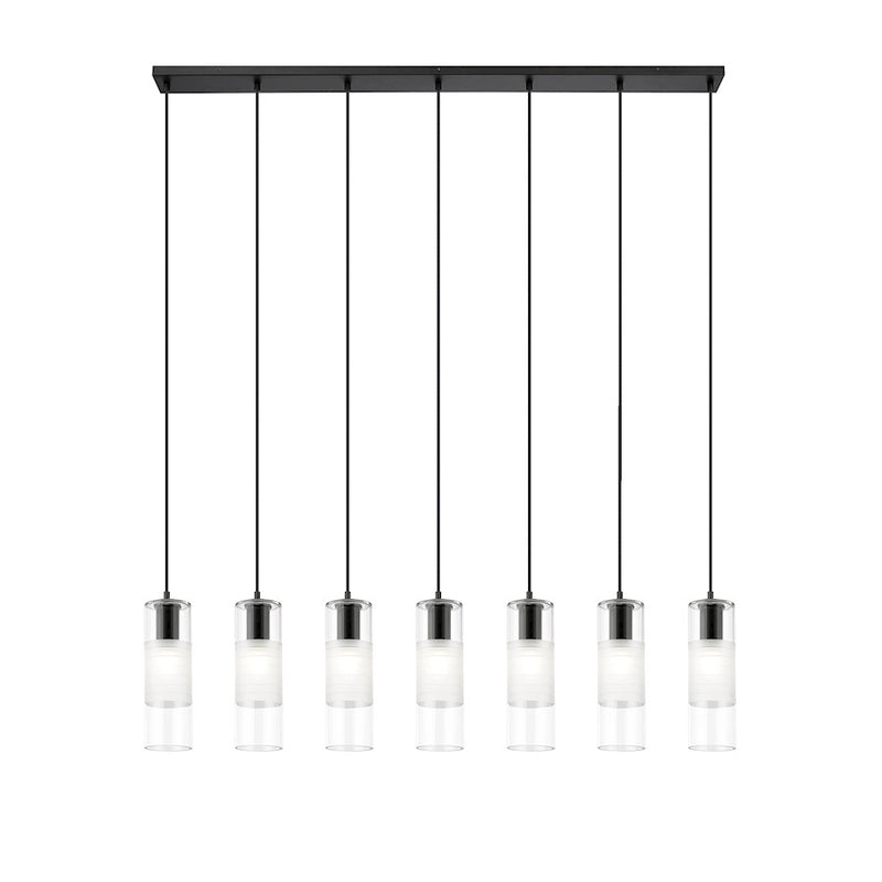 Z-Lite Alton 7 Light Linear Chandelier, Matte Black/Clear/Frosted