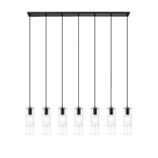 Z-Lite Alton 7 Light Linear Chandelier, Matte Black/Clear/Frosted