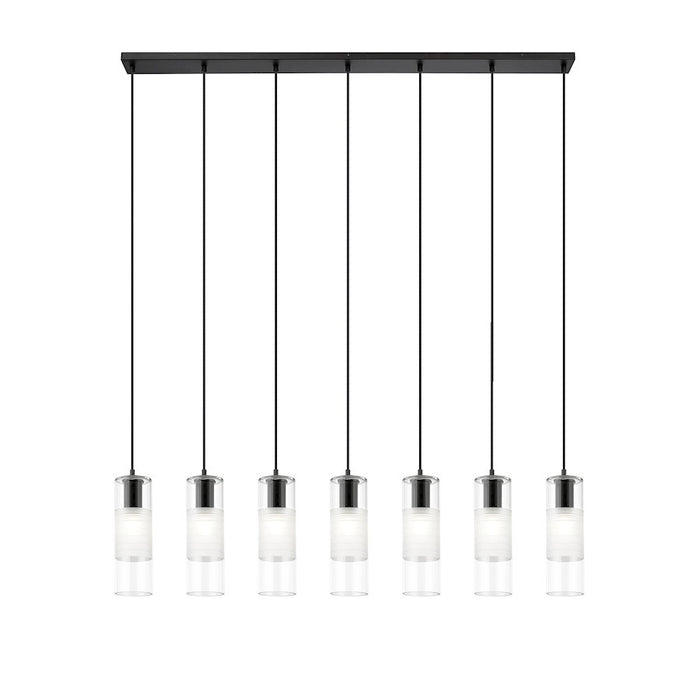 Z-Lite Alton 7 Light Linear Chandelier, Matte Black/Clear/Frosted