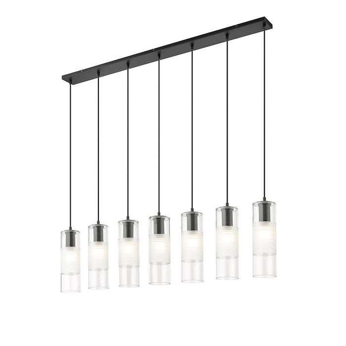 Z-Lite Alton 7 Light Linear Chandelier, Matte Black/Clear/Frosted