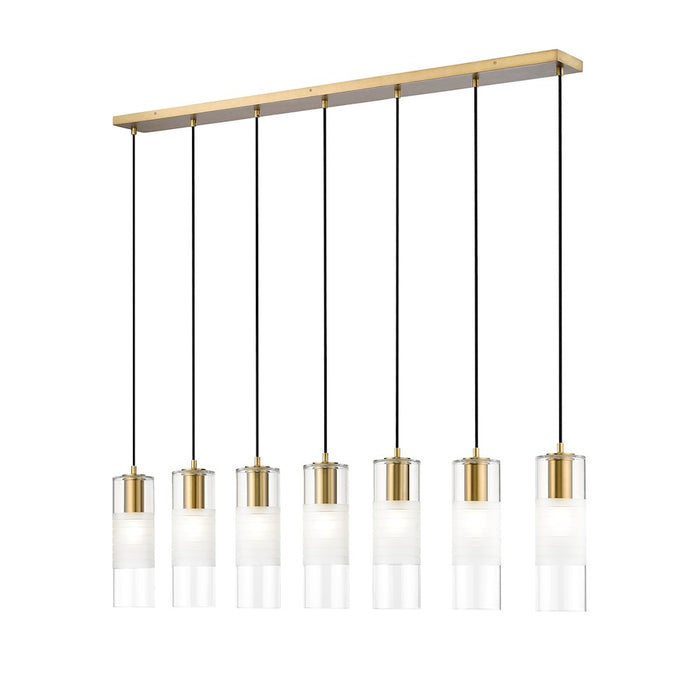 Z-Lite Alton 7 Light Linear Chandelier, Modern Gold/Clear/Frosted - 824P-7L-MGLD