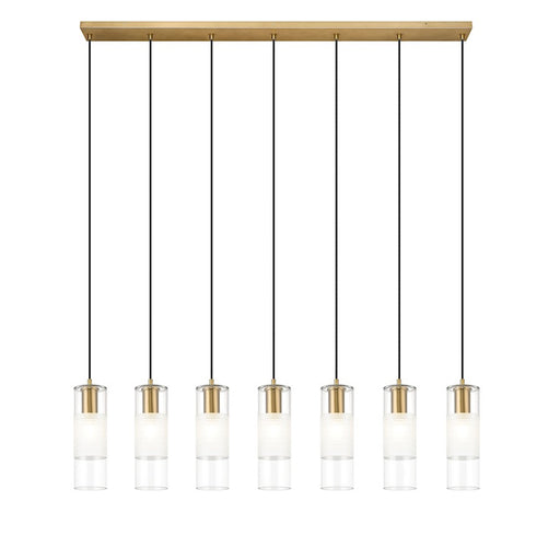 Z-Lite Alton 7 Light Linear Chandelier, Modern Gold/Clear/Frosted