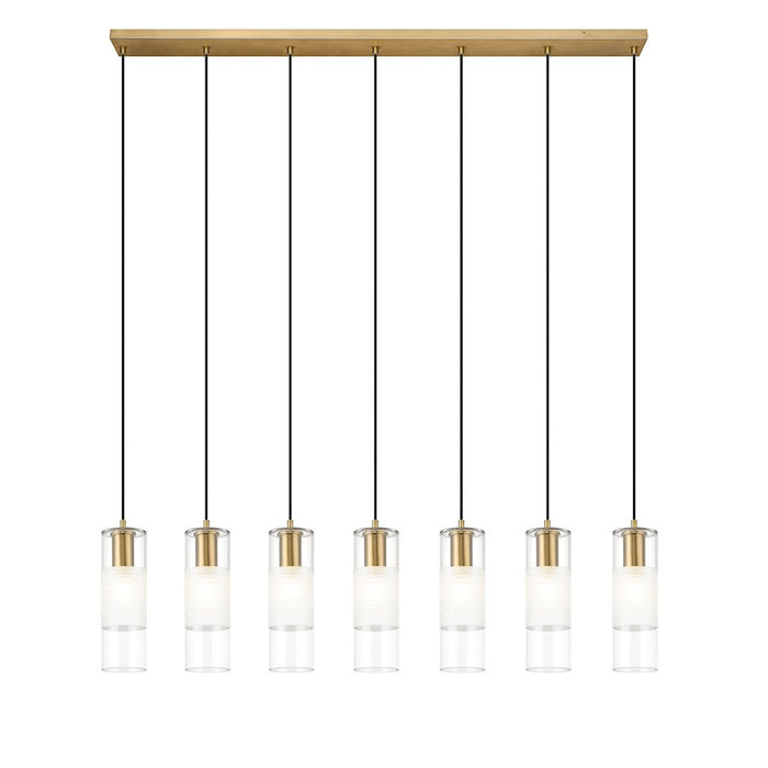 Z-Lite Alton 7 Light Linear Chandelier, Modern Gold/Clear/Frosted