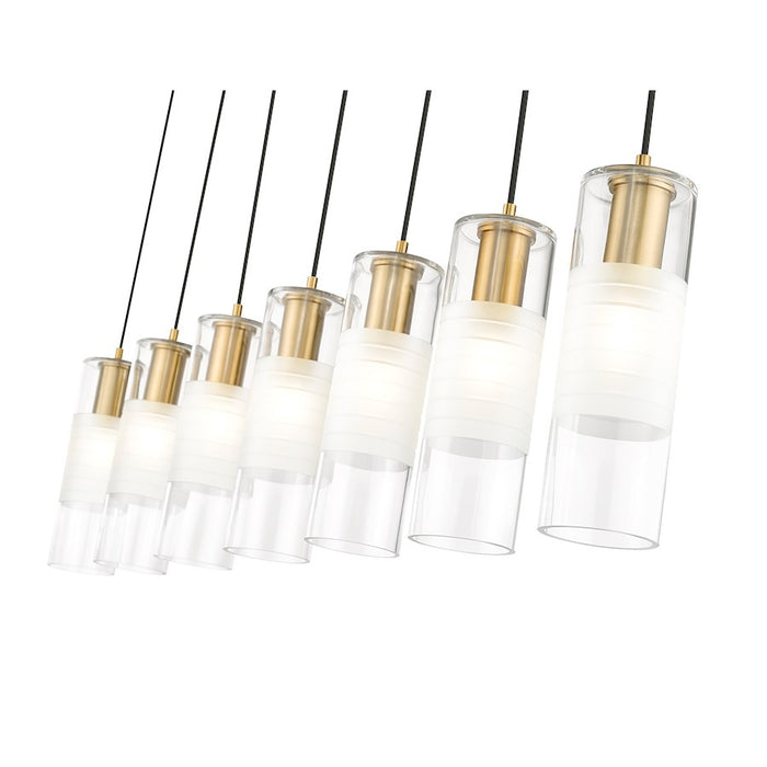 Z-Lite Alton 7 Light Linear Chandelier, Modern Gold/Clear/Frosted