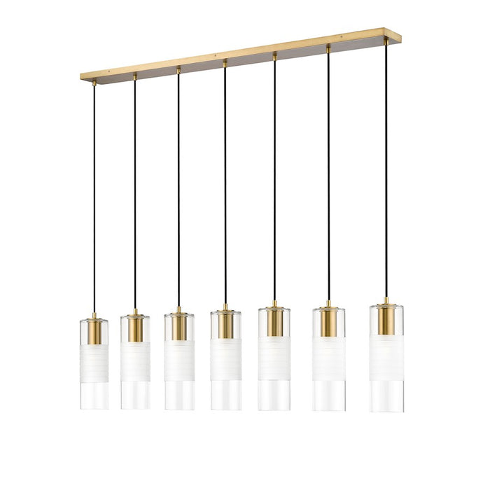 Z-Lite Alton 7 Light Linear Chandelier, Modern Gold/Clear/Frosted