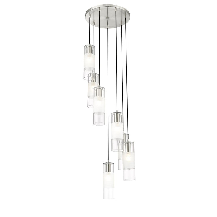 Z-Lite Alton 7 Light Chandelier, Brushed Nickel/Clear/Frosted