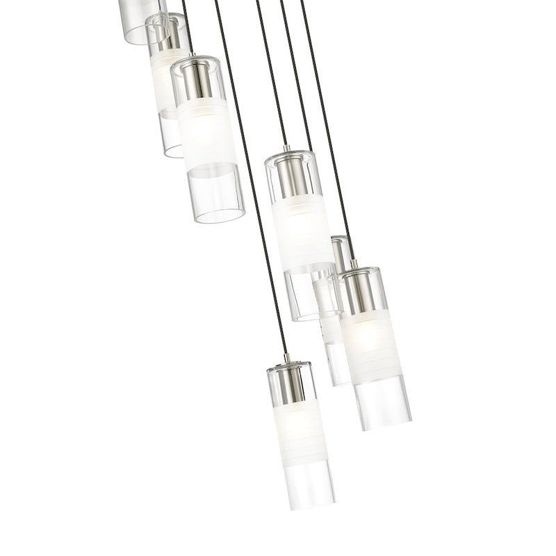 Z-Lite Alton 7 Light Chandelier, Brushed Nickel/Clear/Frosted
