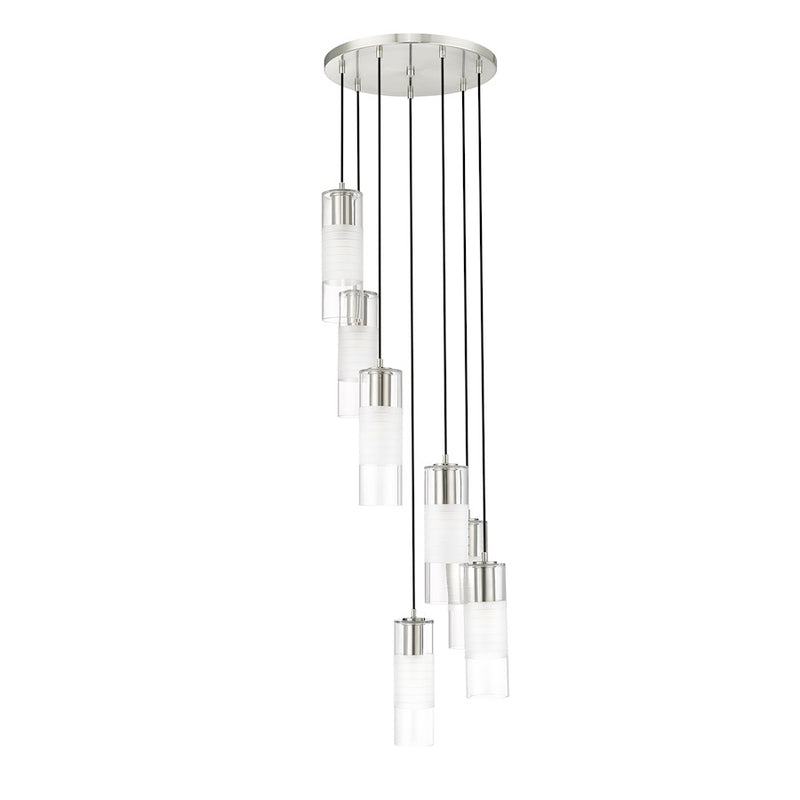 Z-Lite Alton 7 Light Chandelier, Brushed Nickel/Clear/Frosted