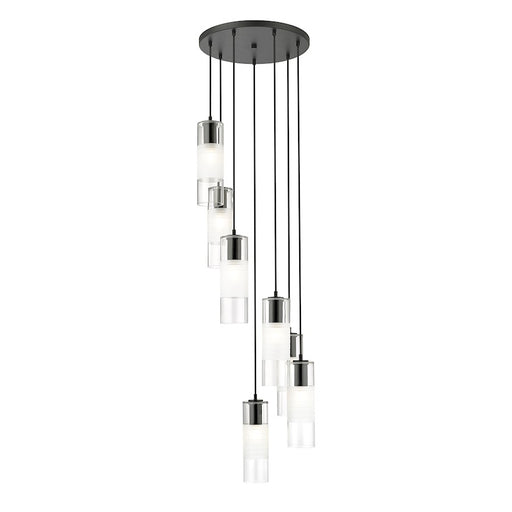 Z-Lite Alton 7 Light Chandelier, Matte Black/Clear/Frosted - 824P-7R-MB