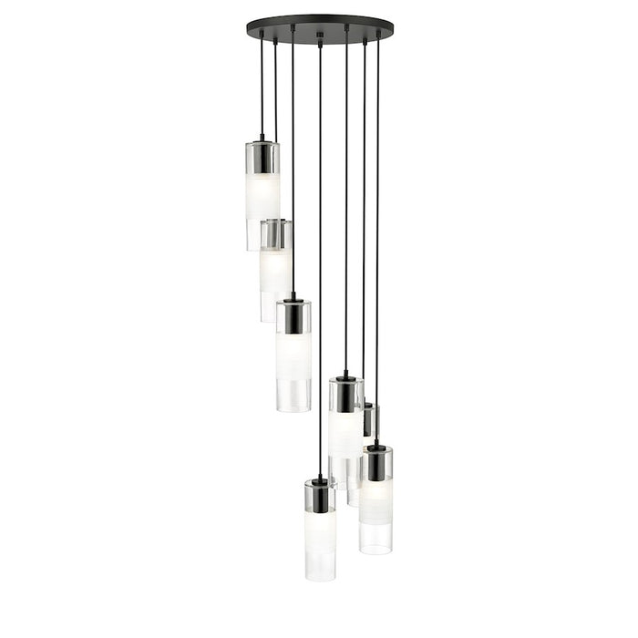 Z-Lite Alton 7 Light Chandelier, Matte Black/Clear/Frosted