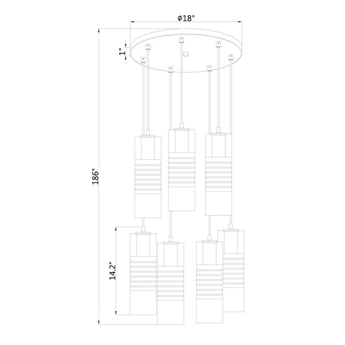 Z-Lite Alton 7 Light Chandelier, Matte Black/Clear/Frosted