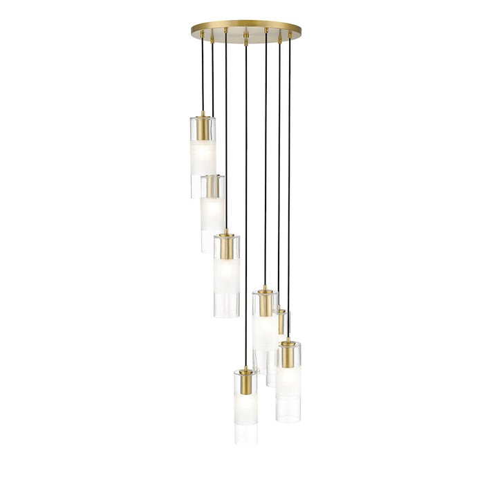 Z-Lite Alton 7 Light Chandelier, Modern Gold/Clear/Frosted