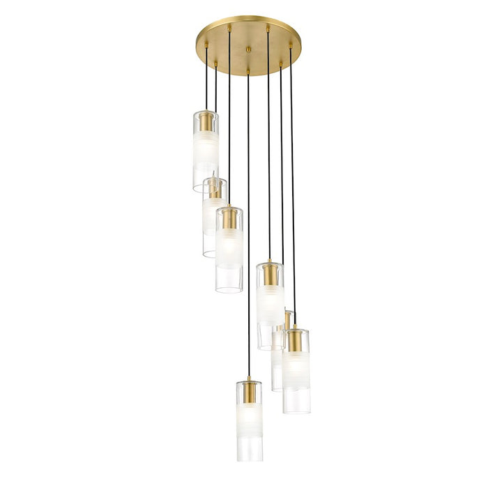 Z-Lite Alton 7 Light Chandelier, Modern Gold/Clear/Frosted