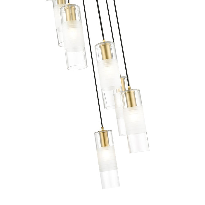 Z-Lite Alton 7 Light Chandelier, Modern Gold/Clear/Frosted