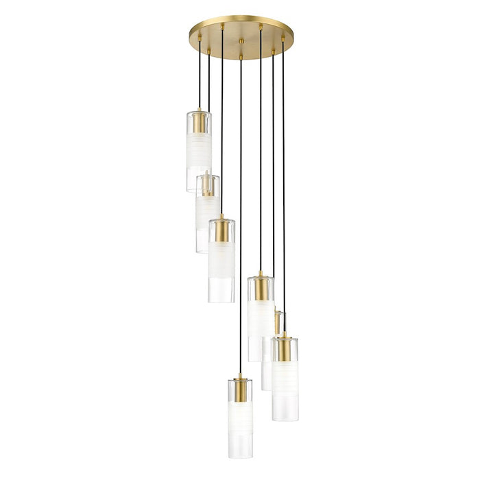 Z-Lite Alton 7 Light Chandelier, Modern Gold/Clear/Frosted