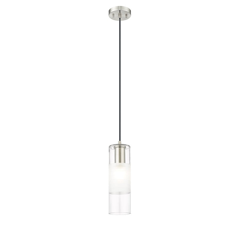 Z-Lite Alton 1 Light 5" Pendant, Brushed Nickel/Clear/Frosted