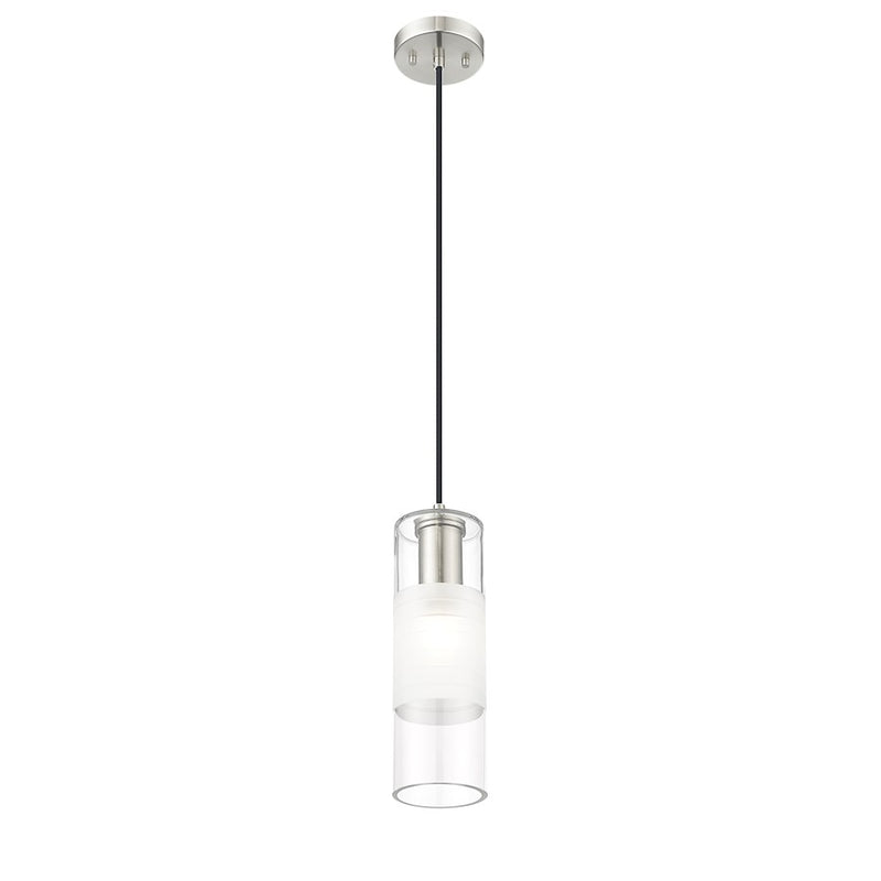 Z-Lite Alton 1 Light 5" Pendant, Brushed Nickel/Clear/Frosted