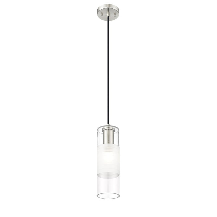 Z-Lite Alton 1 Light 5" Pendant, Brushed Nickel/Clear/Frosted