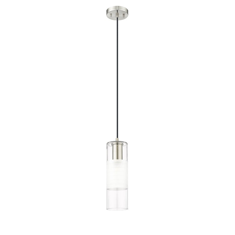 Z-Lite Alton 1 Light 5" Pendant, Brushed Nickel/Clear/Frosted