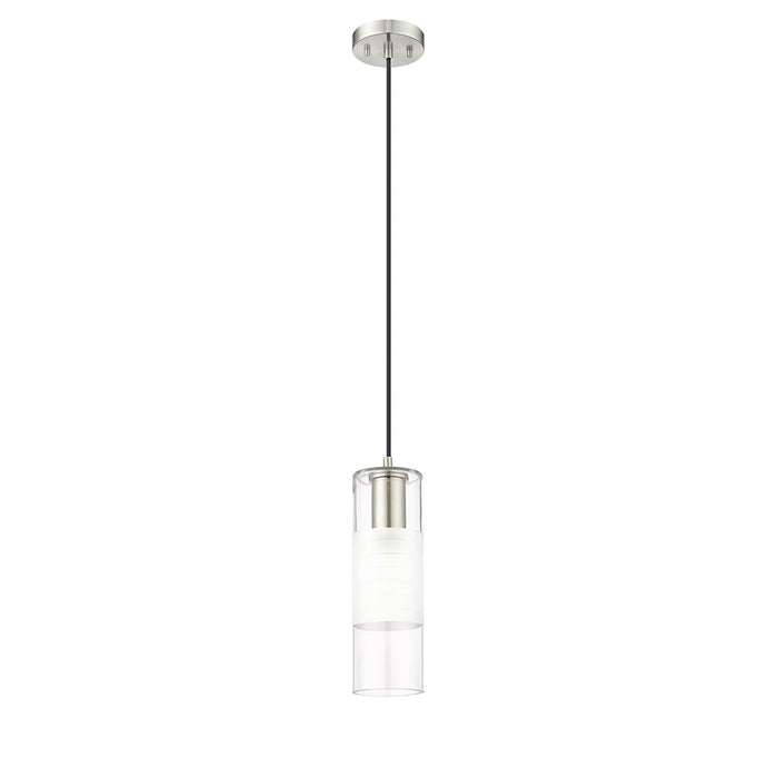 Z-Lite Alton 1 Light 5" Pendant, Brushed Nickel/Clear/Frosted