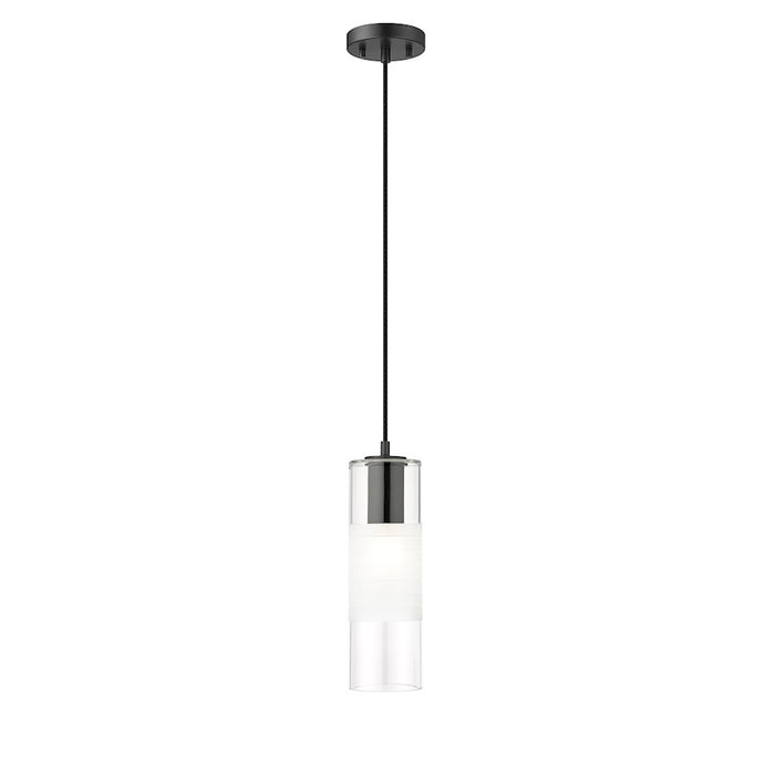 Z-Lite Alton 1 Light 5" Pendant, Matte Black/Clear/Frosted - 824P-MB