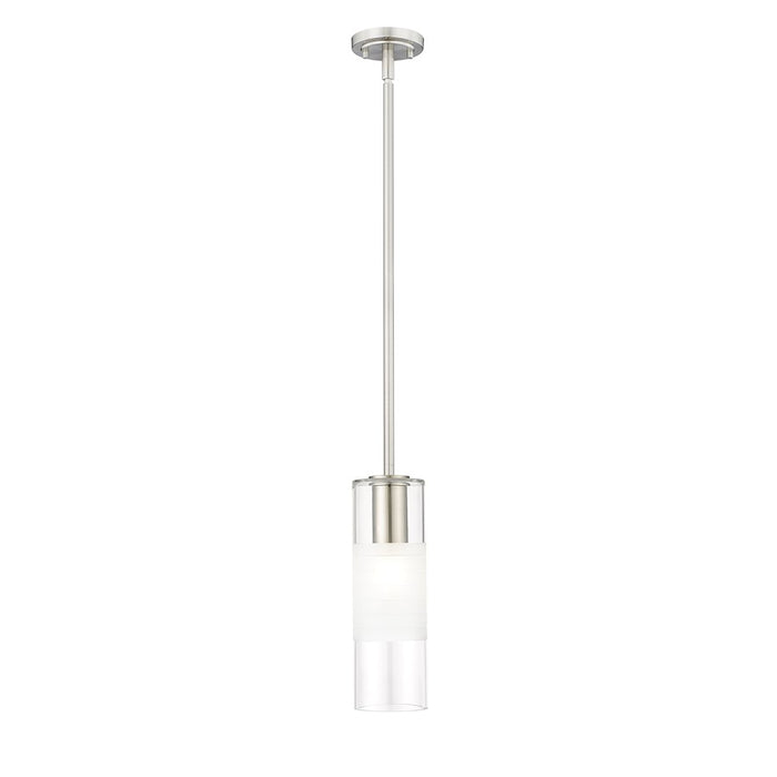 Z-Lite Alton 1 Light 5" Rod Pendant, Brushed Nickel/Clear/Frosted - 824P-ROD-BN