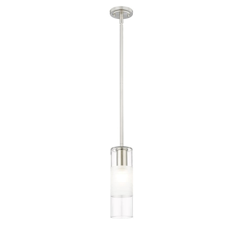 Z-Lite Alton 1 Light 5" Rod Pendant, Brushed Nickel/Clear/Frosted