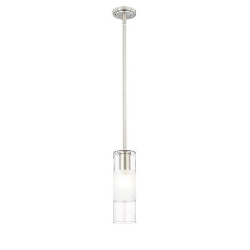 Z-Lite Alton 1 Light 5" Rod Pendant, Brushed Nickel/Clear/Frosted