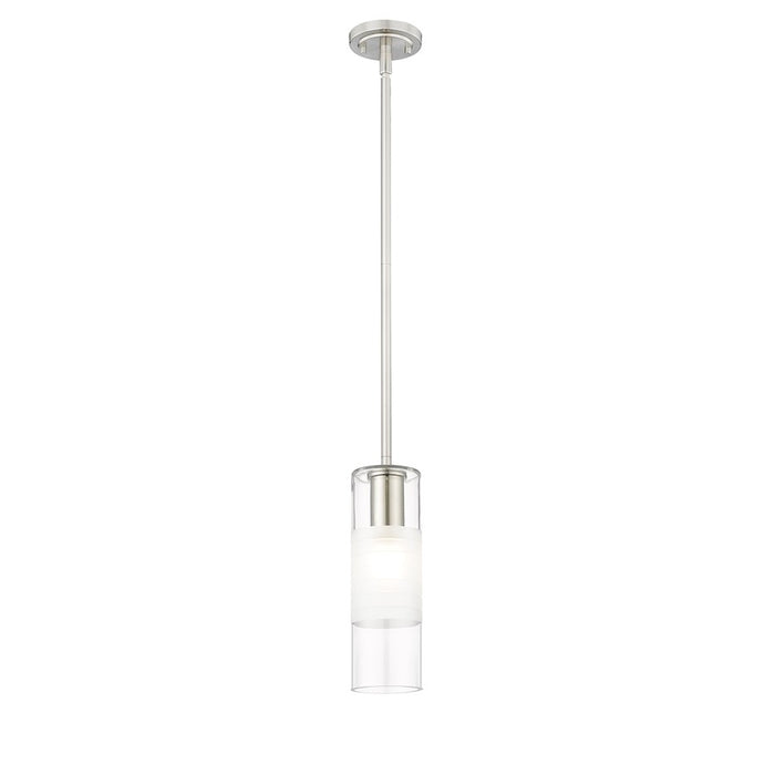 Z-Lite Alton 1 Light 5" Rod Pendant, Brushed Nickel/Clear/Frosted