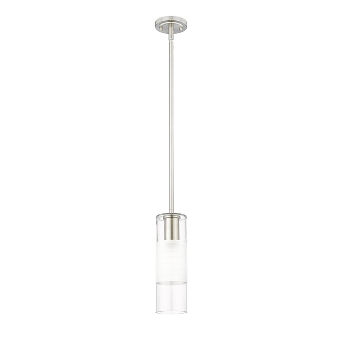 Z-Lite Alton 1 Light 5" Rod Pendant, Brushed Nickel/Clear/Frosted