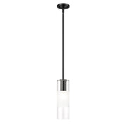Z-Lite Alton 1 Light 5" Rod Pendant, Matte Black/Clear/Frosted - 824P-ROD-MB