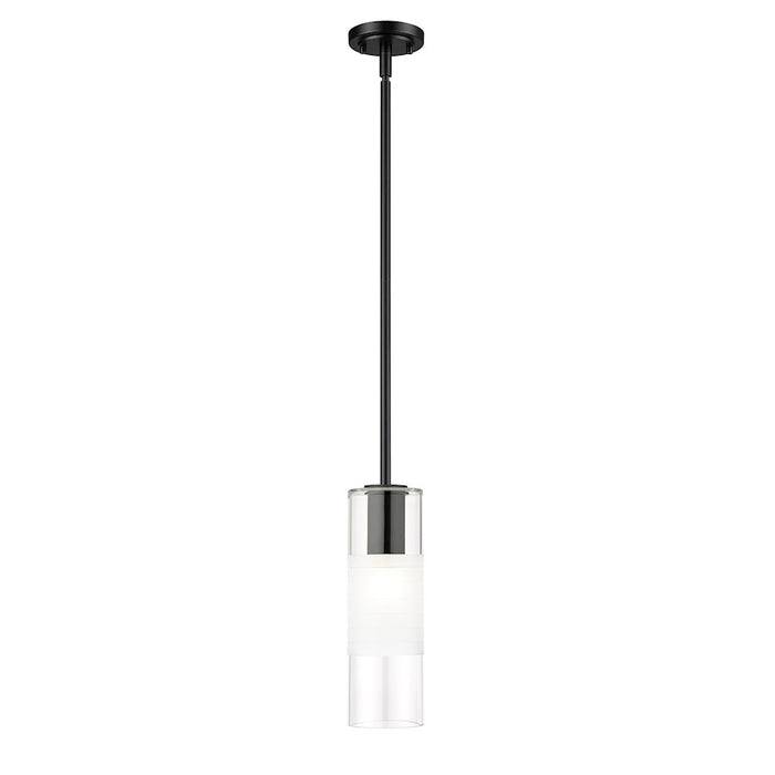 Z-Lite Alton 1 Light 5" Rod Pendant, Matte Black/Clear/Frosted - 824P-ROD-MB