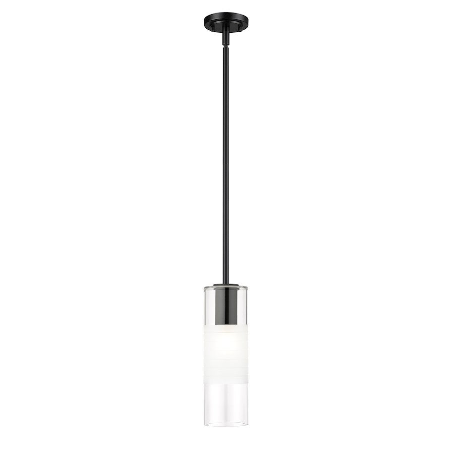 Z-Lite Alton 1 Light 5" Rod Pendant, Matte Black/Clear/Frosted - 824P-ROD-MB