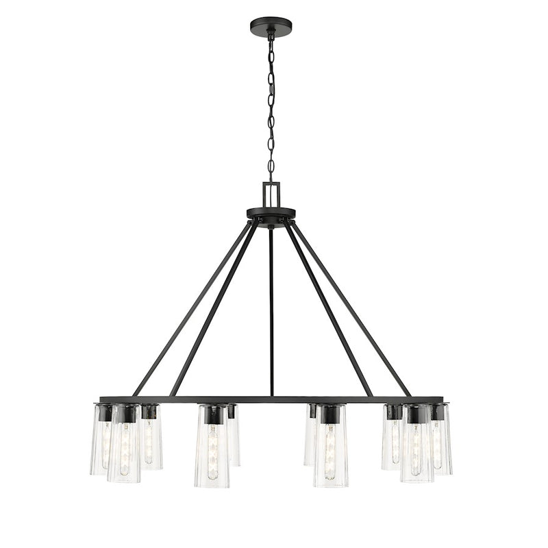 Z-Lite Titus 10 Light 46" Chandelier, Matte Black/Clear
