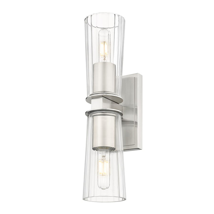 Z-Lite Titus 2 Light 4.5" Wall Sconce, Brushed Nickel/Clear