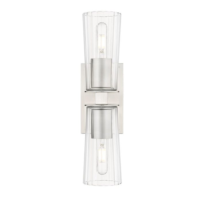 Z-Lite Titus 2 Light 4.5" Wall Sconce, Brushed Nickel/Clear