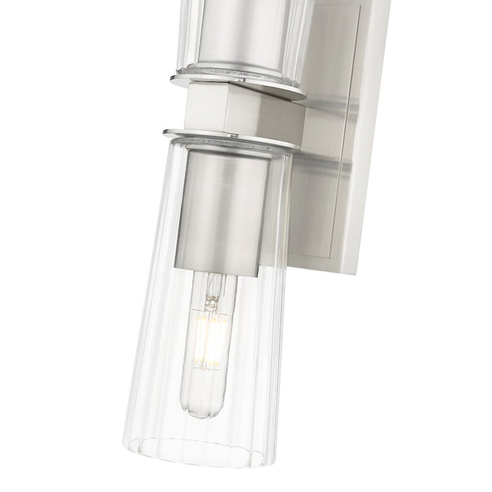 Z-Lite Titus 2 Light 4.5" Wall Sconce, Brushed Nickel/Clear