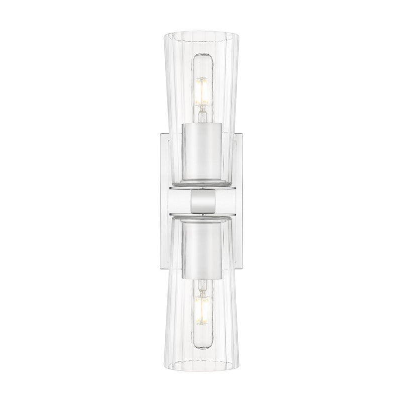 Z-Lite Titus 2 Light 4.5" Wall Sconce, Chrome/Clear