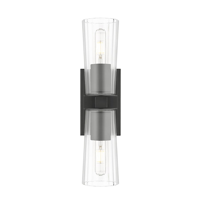 Z-Lite Titus 2 Light 4.5" Wall Sconce, Matte Black/Clear