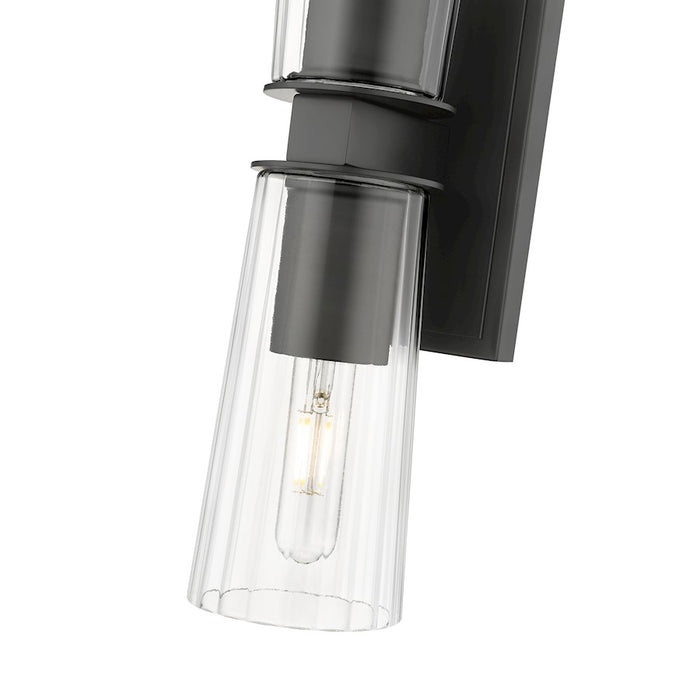 Z-Lite Titus 2 Light 4.5" Wall Sconce, Matte Black/Clear