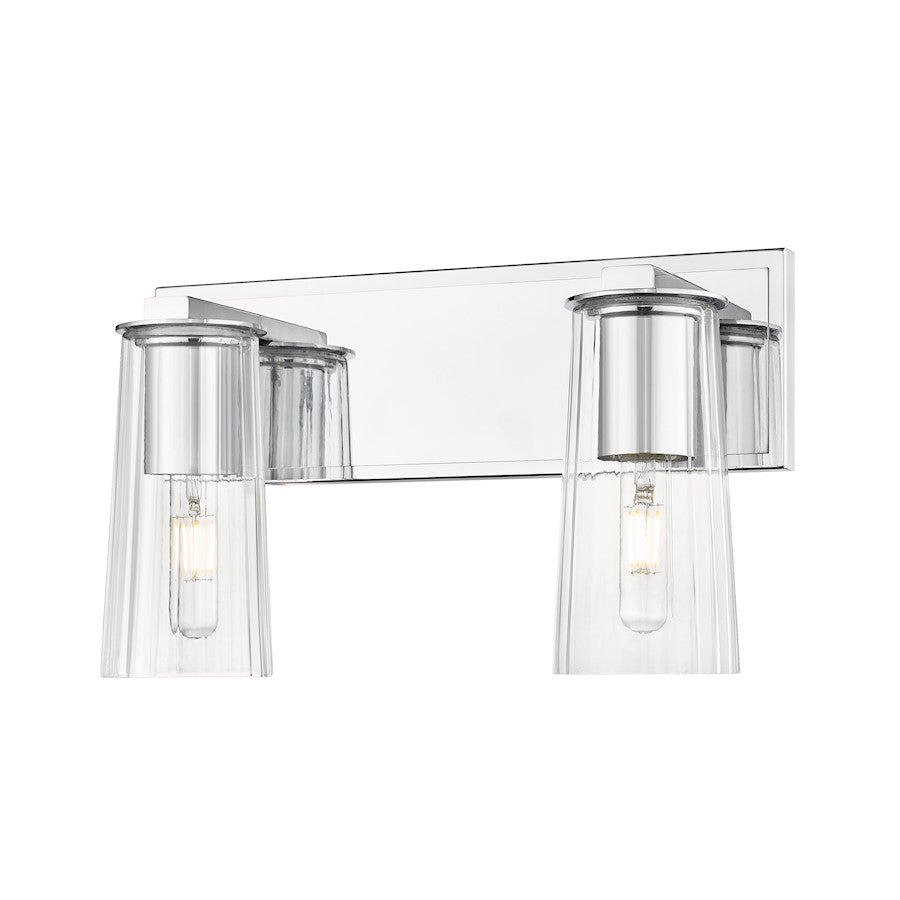 Z-Lite Titus 2 Light 16" Vanity, Chrome/Clear - 826-2V-CH