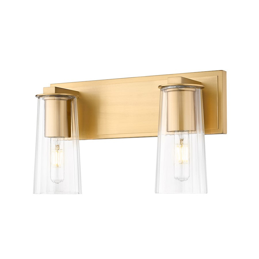 Z-Lite Titus 2 Light 16" Vanity, Modern Gold/Clear - 826-2V-MGLD