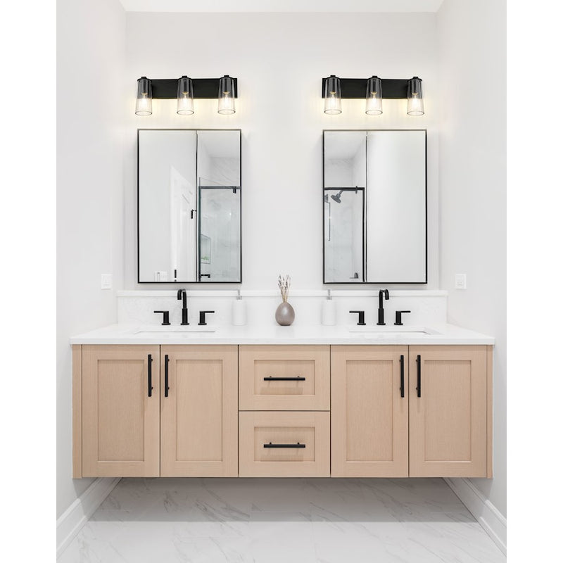 Z-Lite Titus 3 Light 24" Vanity, Matte Black/Clear