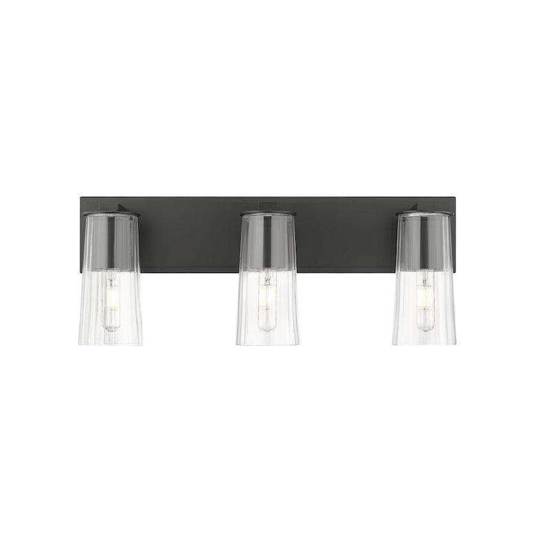 Z-Lite Titus 3 Light 24" Vanity, Matte Black/Clear