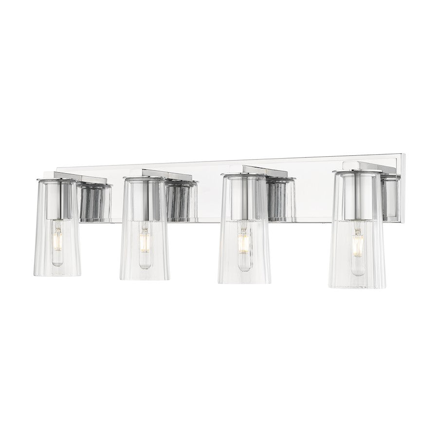 Z-Lite Titus 4 Light 32" Vanity, Chrome/Clear - 826-4V-CH