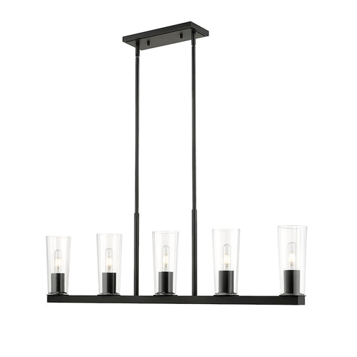 Z-Lite Titus 5 Light 5" Linear Chandelier, Matte Black/Clear - 826-5L-MB