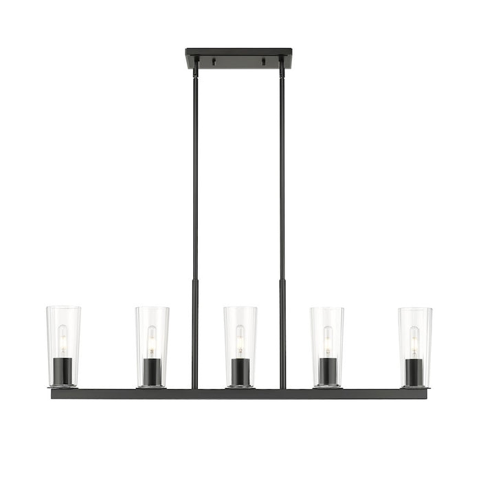 Z-Lite Titus 5 Light 5" Linear Chandelier, Matte Black/Clear