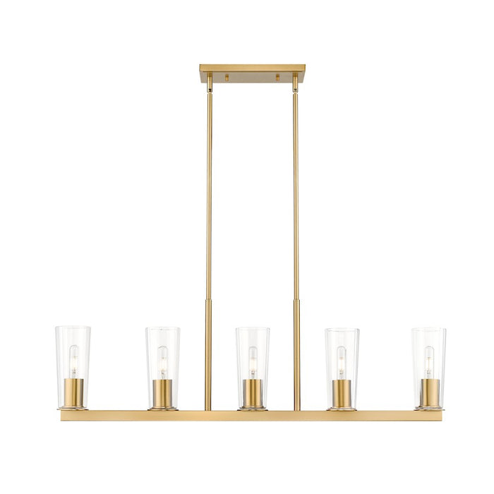 Z-Lite Titus 5 Light 5" Linear Chandelier, Modern Gold/Clear