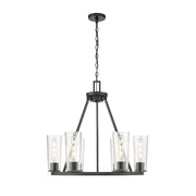 Z-Lite Titus 6 Light 26" Chandelier, Matte Black/Clear - 826-6MB